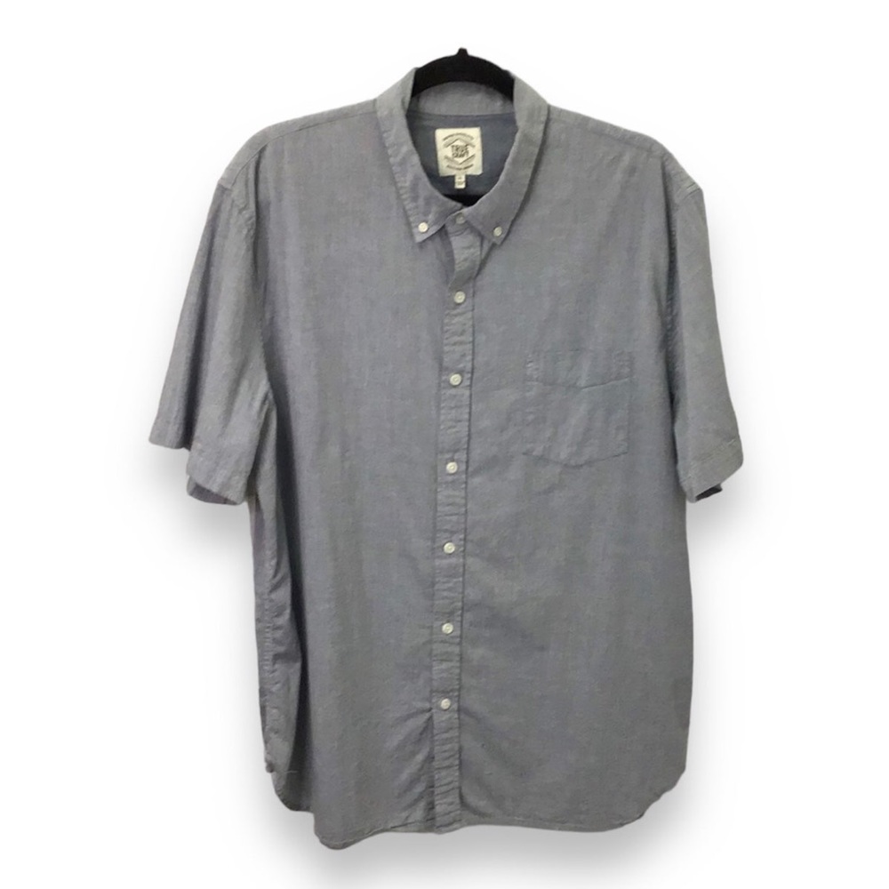 True Craft Mens Short Sleeve Button Down Shirt, Blue, size XL